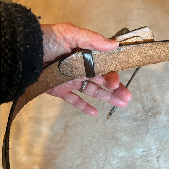 Tex Tan Dk. Brown Western tooled with silver buckle belt, 44” long - Picture 4 of 9